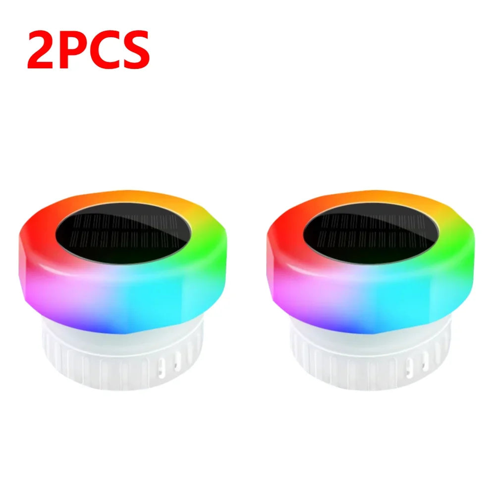 Solar Pool Floating Dispenser Swimming Pool Chlorine Floater Bromine Tablets Floating Submersible Dispenser with Colorful Light for Spa Tub