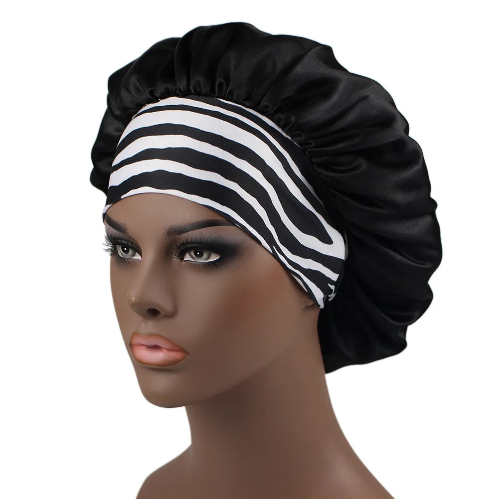 Extra Large Satin Hair Bonnet - Silk Sleep Cap with Soft Elastic Band for Women's Hair Care