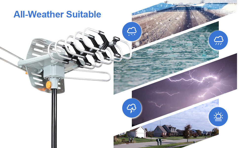 990 Mile Long Range Outdoor TV Digital Antennas, 360° Rotation Amplified Smart HD TV Exterior Rooftop Booster Antena For Local Channels Sale