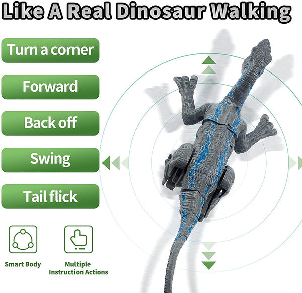 Remote Control Dinosaur, Robot Dinosaur Toys, Jurassic World Walking Velociraptor Rc Toy gift for 4+ year old boy