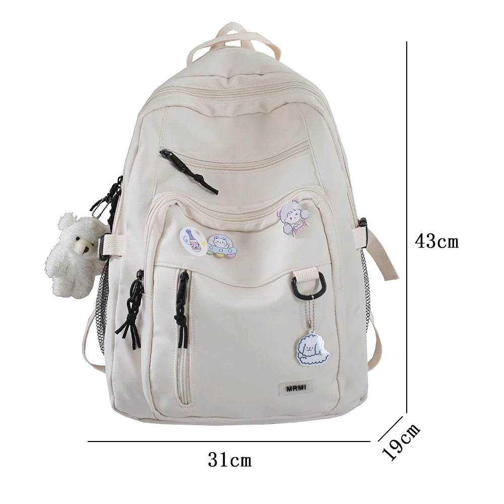 Fashion Big Student Backpack New Nylon Canvas Girls School Bag