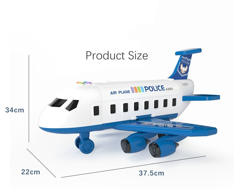 Cargo Airplane Vehicle Play Sets (3 Styles) | Police, Construction or Fireman Toys, Storage Plane for Kids, Toddlers