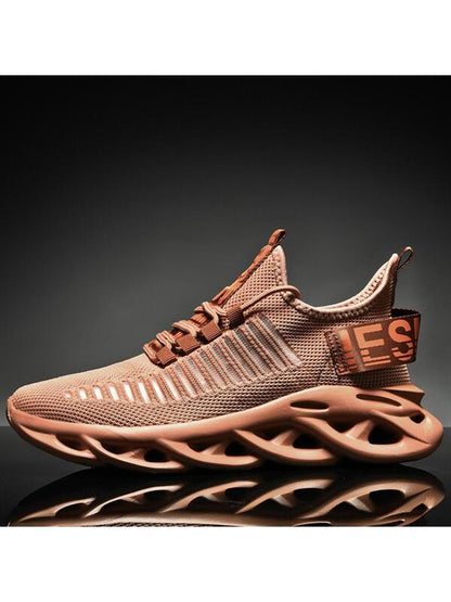 Men's Sports Running Shoes With Breathable Design, Alphabet Print & Lace-up Closure For Outdoor Activities