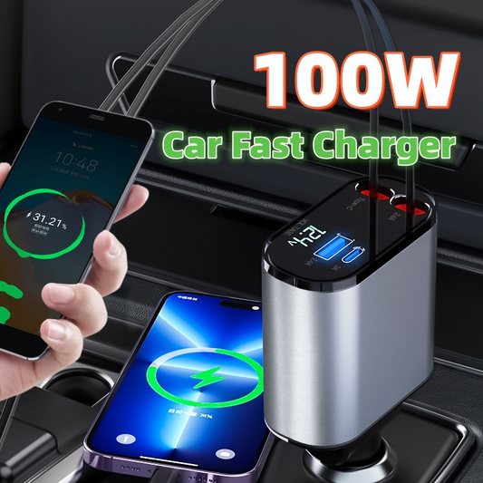 100W Super Fast Car Charger - Dual Port Apple USB-C Adapter