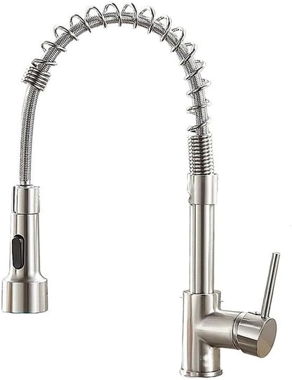 Kitchen Faucets Brush Brass Faucets for Kitchen Sink Single Lever Pull Down Spring Spout Mixers Tap Hot Cold Water Crane 9009