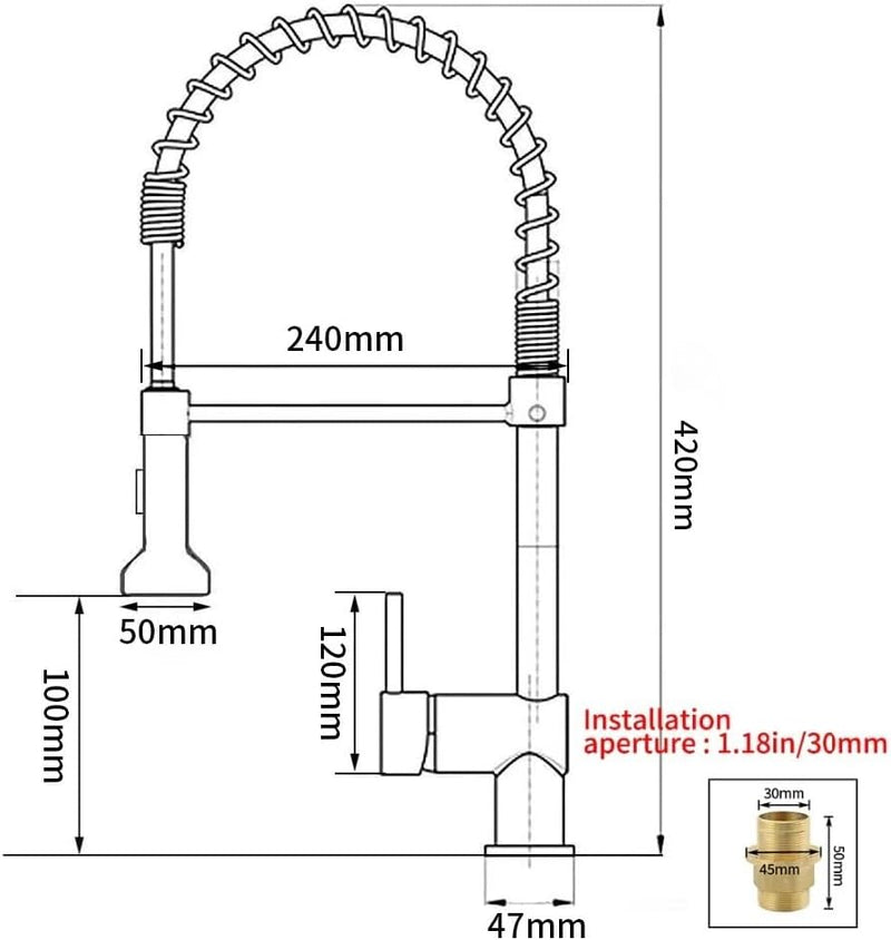 Kitchen Faucets Brush Brass Faucets for Kitchen Sink Single Lever Pull Down Spring Spout Mixers Tap Hot Cold Water Crane 9009