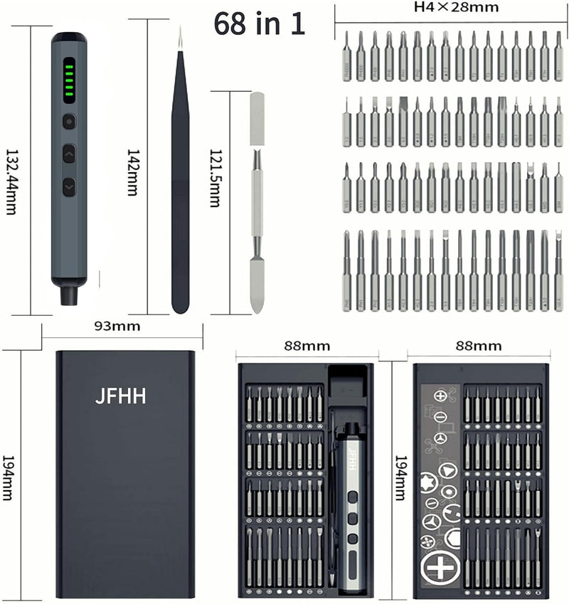 68 in 1 Electric Screwdriver, Mini Electric Cordless Repair Tool Set