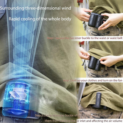 Portable Waist Clip Fan,Handheld Fan, Mini Cooling Fan, Powerful Small Personal Portable Fan,Speed Adjustable Wearable Personal Outdoor fan for Outdoor, Jobsite, Farms, Traveling, Fishing