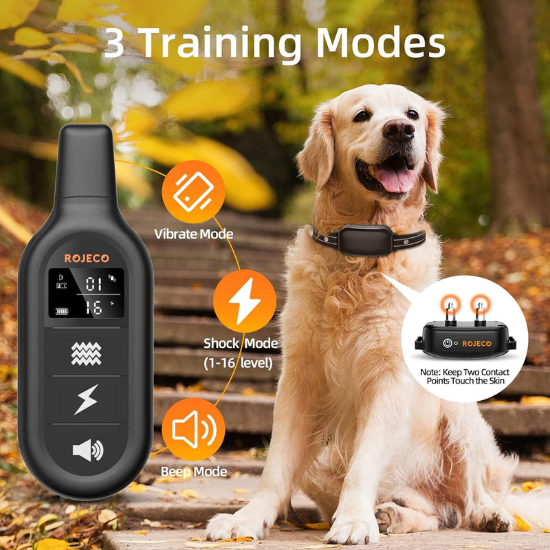 Dog Shock Collar Waterproof Training Collar with 3300FT Remote Rechargeable for Large Medium & Small, 3 Modes with Beep Vibration