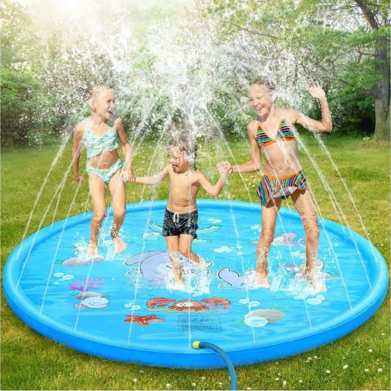 Children Play Spray Mat  100/170cm Beach Inflatable Water Sprinkler Pad Outdoor Game Toy Lawn Swimming Plastic Pool Mat Kids Toys