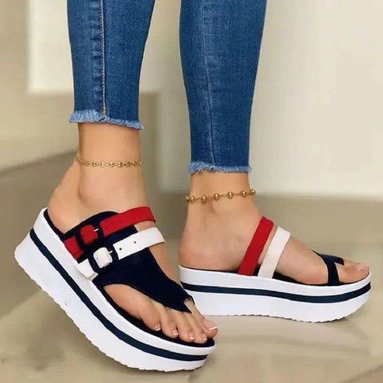 Women's Platform Peep Toe Mixed Colors Sandals