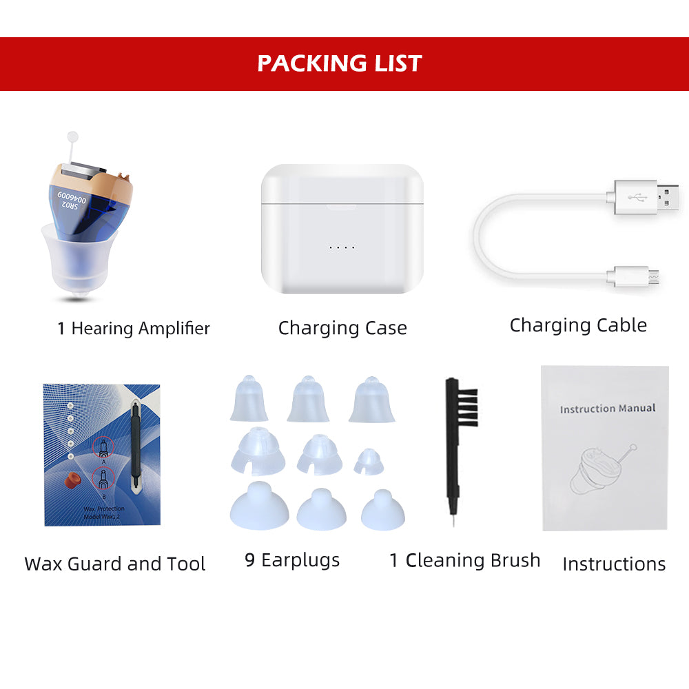 Rechargeable & Invisible Hearing Aid SR02 , Upgraded Version Stronger Suction Power