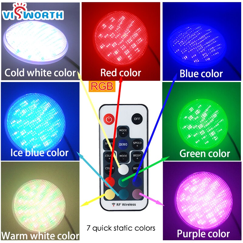 RGB Pool Light Par56 Luz Piscina 24W 36W Underwater Led Lamp Ip68 Waterproof Pond Lights 12V Led Light replace Halogen Lamp