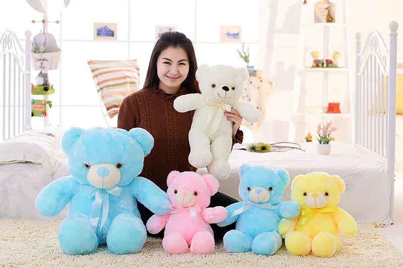 Luminous Teddy Bear, 32-50cm Creative Light Up LED Stuffed Animals Plush Toy Colorful Glowing Teddy Bear Christmas Gift for Kid