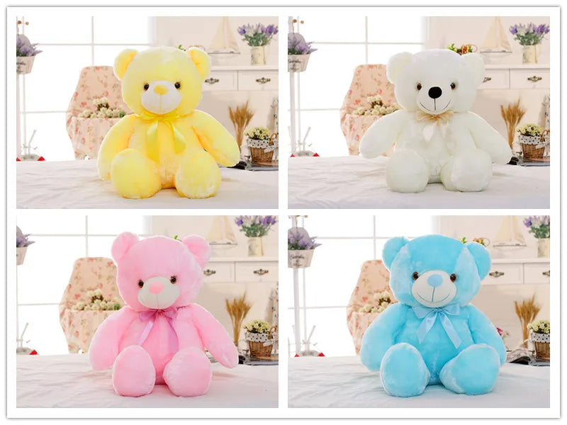 Luminous Teddy Bear, 32-50cm Creative Light Up LED Stuffed Animals Plush Toy Colorful Glowing Teddy Bear Christmas Gift for Kid