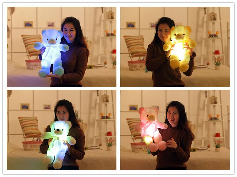 Luminous Teddy Bear, 32-50cm Creative Light Up LED Stuffed Animals Plush Toy Colorful Glowing Teddy Bear Christmas Gift for Kid