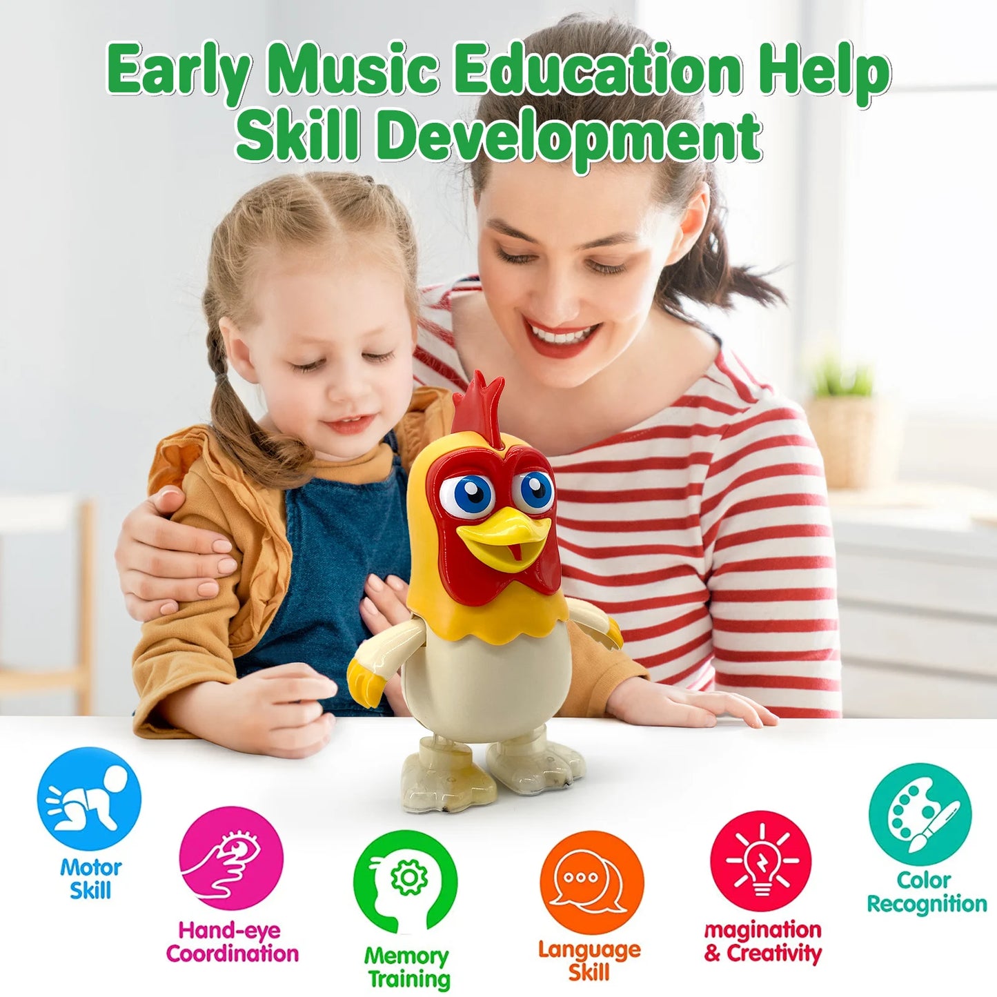 Dancing Chicken Baby Toys Bartolito Toddlers Toys La Granja de Zenon with Music Kids Interactive Early Learning Educatio
