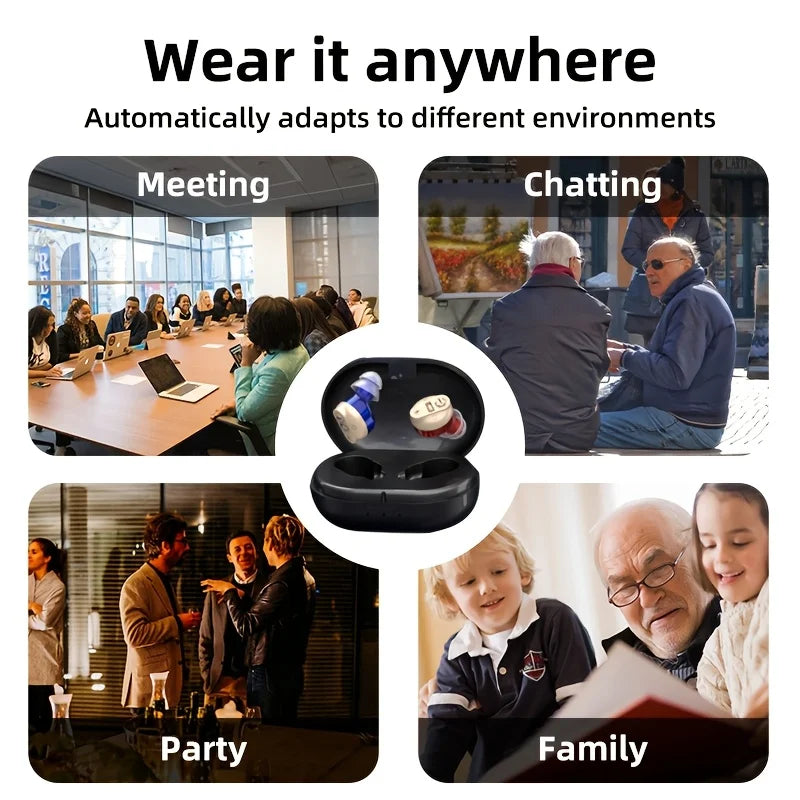 Rechargeable Mini Invisible Pocket Hearing Aid for the Hearing Impaired - Digital Sound Amplifier
