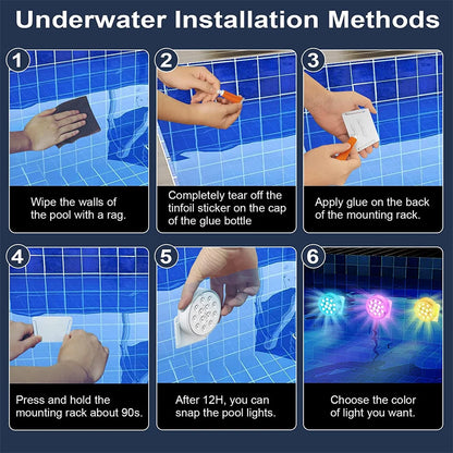 Rechargeable Submersible LED Pool Lights with Remote IP68 Waterproof Multi-Color for Decor