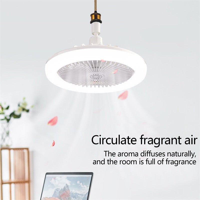 E27 LED Ceiling Fan Lamp 3-Gear Speed Cooling Fan Remote Control Fan Light Smart Ceiling Fan Bedroom Decor Mute Ventilator Lamp