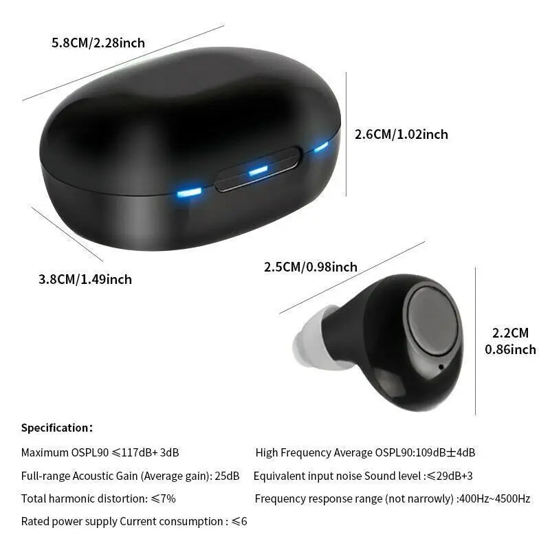 Rechargeable Digital In-Ear Hearing Aid - Sound Amplifier for Enhanced Voice Clarity