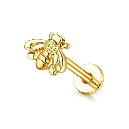 16G Stainless Steel Cartilage Earrings for Women - Flat Back Butterfly Moon Flower Helix & Tragus Piercing Jewelry