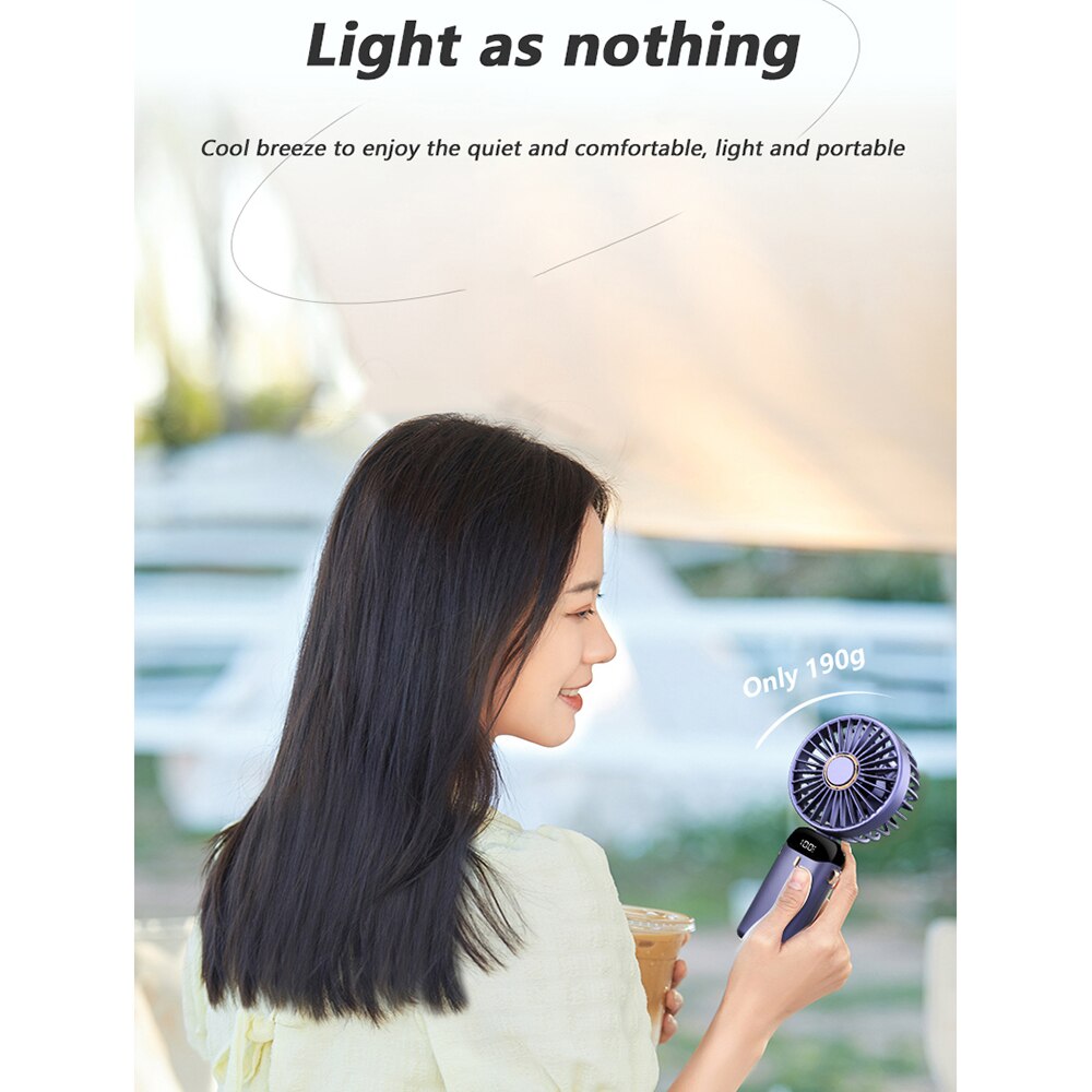 Handheld Portable Rechargeable Mini Fan, USB Fold Office Desktop Multifunctional Double Battery 3000mAh Electric With Neck Lanyard