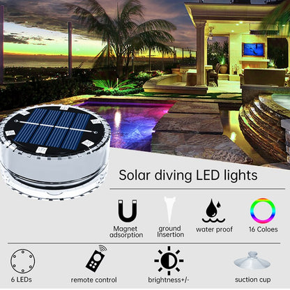 Solar Submersible LED Pool Lights, Color Changing RGB Lamps, Underwater Above ground Side