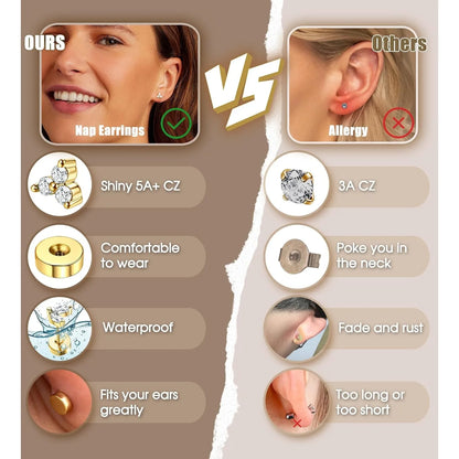 2-Pcs Surgical Stainless Steel Earrings for Sensitive Ears - Dainty Flat Back Studs & Hoops for Women - Perfect for Cartilage Piercings