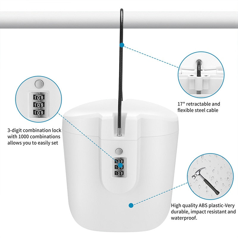 Portable Security Storage Box 3-digit Combination Lock With Rope Outdoor Camp Sport Beach Shopping Safe Case Bucket for Key Cash