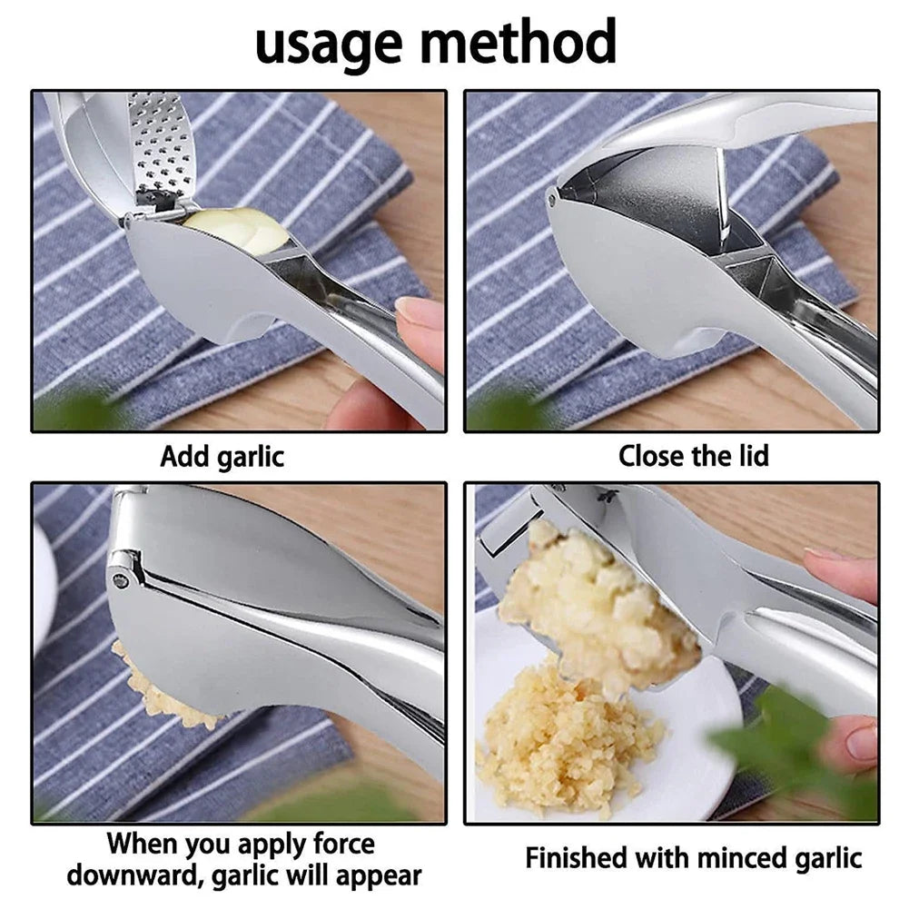 Garlic Press Stainless Steel Garlic Mincer Garlic Crusher Detachable Easy to Squeeze and Clean Kitchen Tools for Fine Garlic