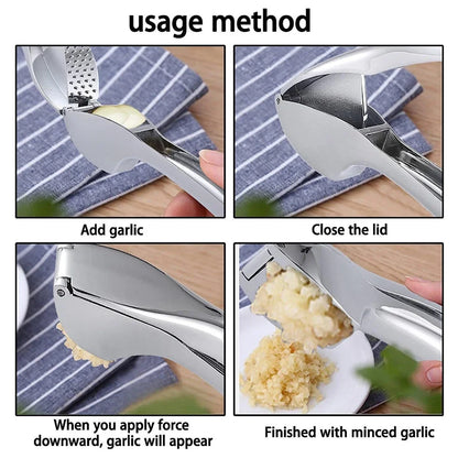 Garlic Press Stainless Steel Garlic Mincer Garlic Crusher Detachable Easy to Squeeze and Clean Kitchen Tools for Fine Garlic