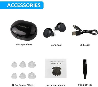 Rechargeable Digital In-Ear Hearing Aid - Sound Amplifier for Enhanced Voice Clarity