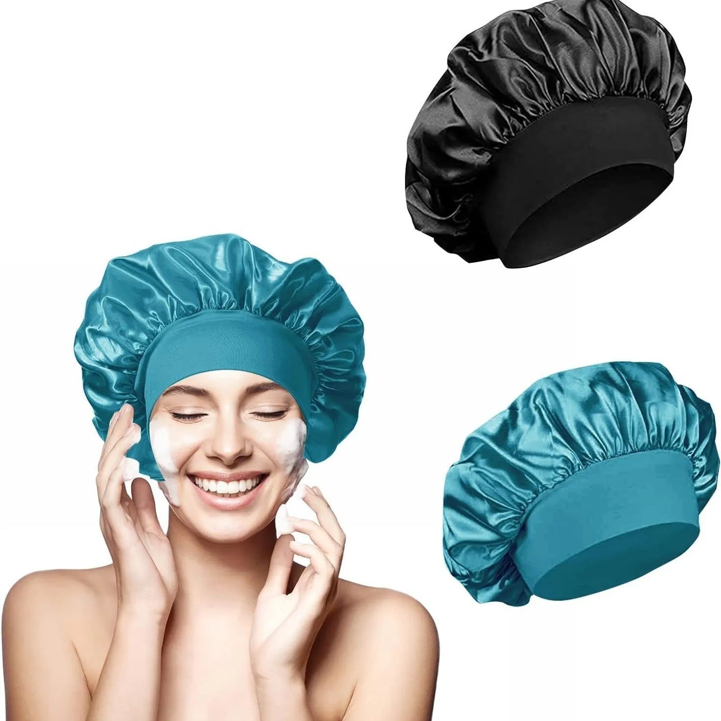 Extra Large Satin Hair Bonnet - Silk Sleep Cap with Soft Elastic Band for Women's Hair Care