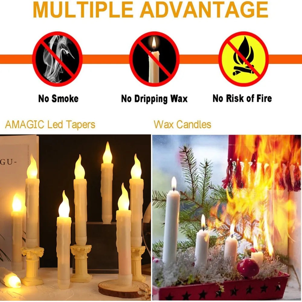 Floating Candles With remote Control. Dripping Wax & Flickering Flames, Battery Powered, For Themed parties, Birthdays, Weddings Decor