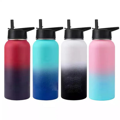 12oz 18oz 32oz 40oz Large Capacity Water Bottle Travel Sport Thermal Flask Straw Stainless Steel Vacuum Insulated Hydrated Thermos Mug