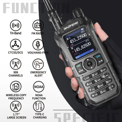 Baofeng UV-21 Pro V2 Wireless Walkie-Talkie Frequency Tri Band Powerful Waterproof Long Range UV-5R 22Pro S22 Type-C Two Way Radio
