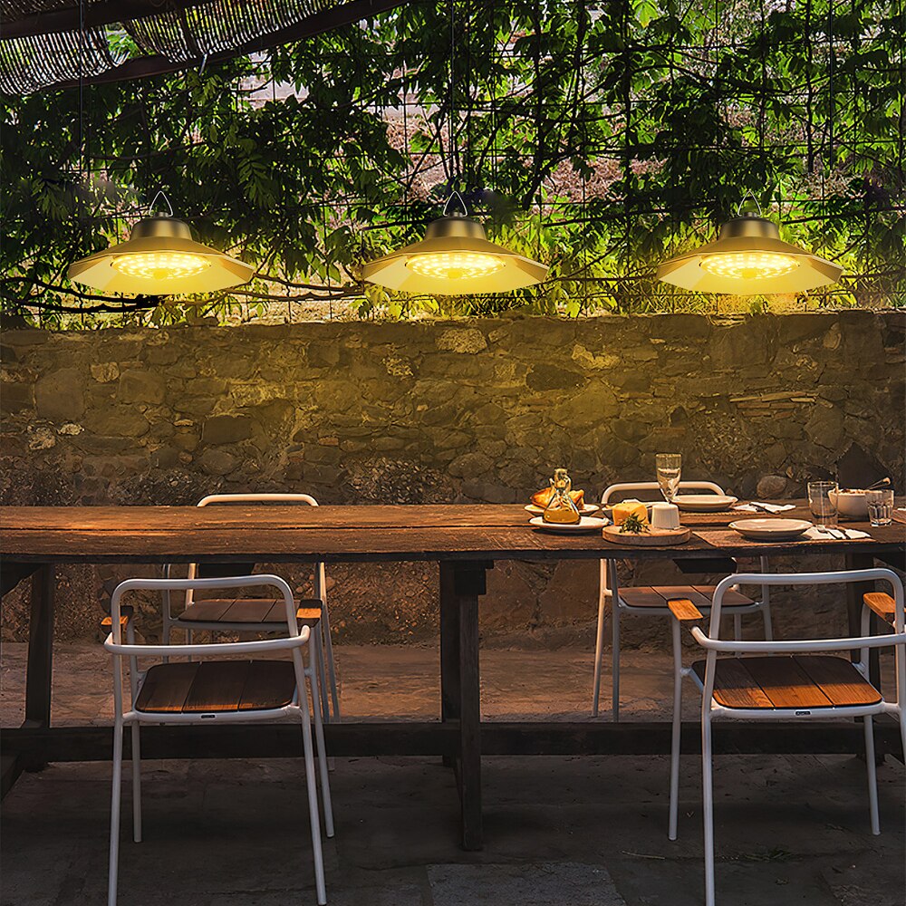 Double Head 196Led Floodlight Waterproof 2400LM Pendant Light with Motion Sensor for Yard Corridor Remote 5M Cord Garden Lamp