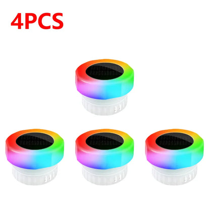 Solar Pool Floating Dispenser Swimming Pool Chlorine Floater Bromine Tablets Floating Submersible Dispenser with Colorful Light for Spa Tub