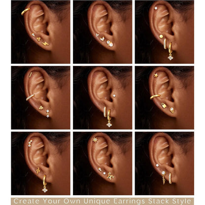 2-Pcs Surgical Stainless Steel Earrings for Sensitive Ears - Dainty Flat Back Studs & Hoops for Women - Perfect for Cartilage Piercings