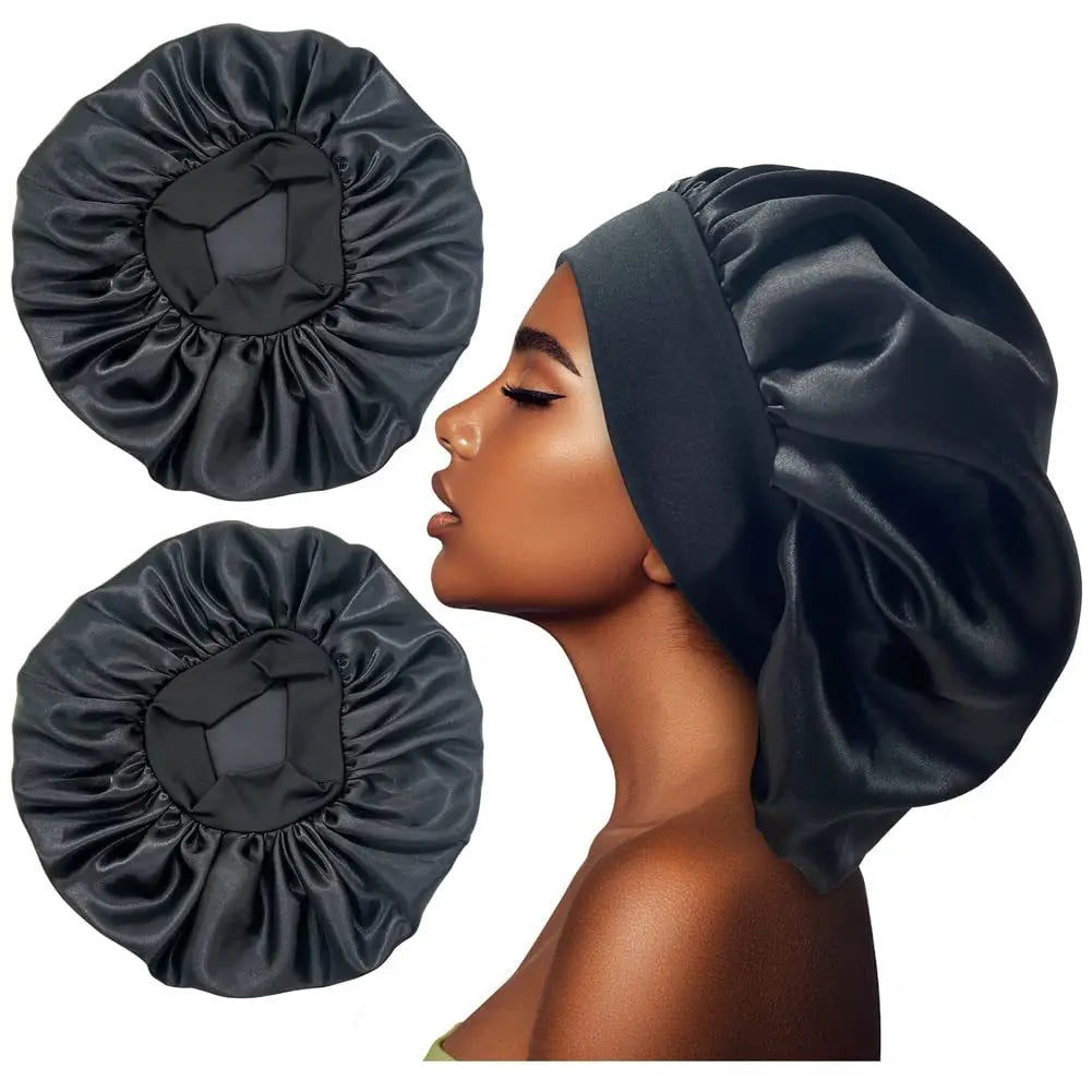 Extra Large Satin Hair Bonnet - Silk Sleep Cap with Soft Elastic Band for Women's Hair Care