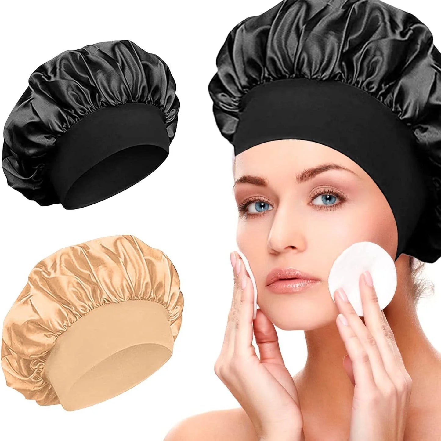 Extra Large Satin Hair Bonnet - Silk Sleep Cap with Soft Elastic Band for Women's Hair Care