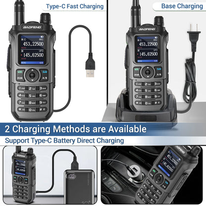 Baofeng UV-21 Pro V2 Wireless Walkie-Talkie Frequency Tri Band Powerful Waterproof Long Range UV-5R 22Pro S22 Type-C Two Way Radio