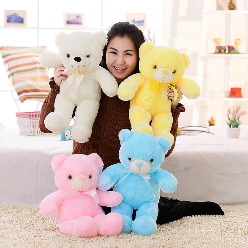 Luminous Teddy Bear, 32-50cm Creative Light Up LED Stuffed Animals Plush Toy Colorful Glowing Teddy Bear Christmas Gift for Kid