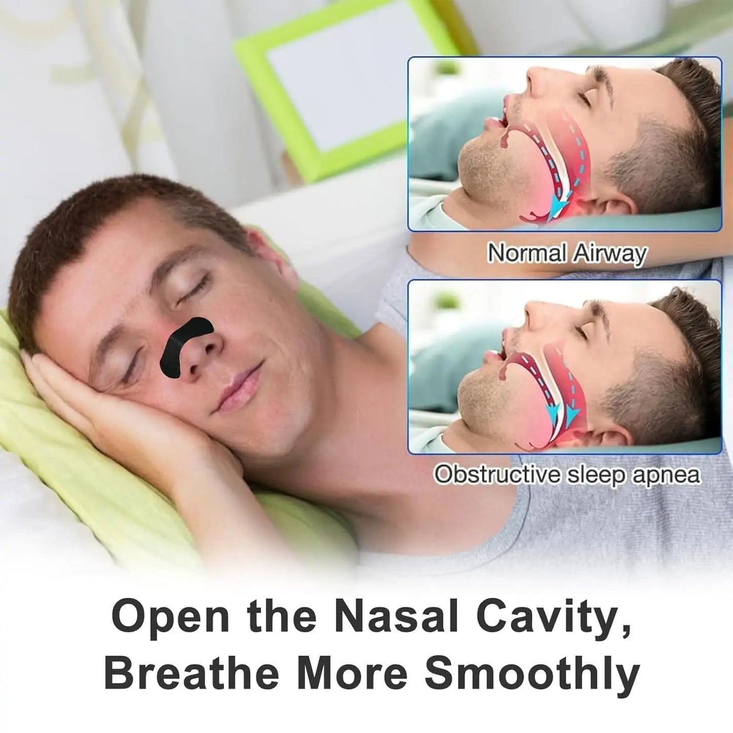 Breathable Anti-Snoring Nose Strips - Nasal Patches for Improved Breathing and Better Sleep