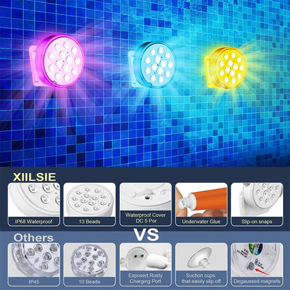 Rechargeable Submersible LED Pool Lights with Remote IP68 Waterproof Multi-Color for Decor