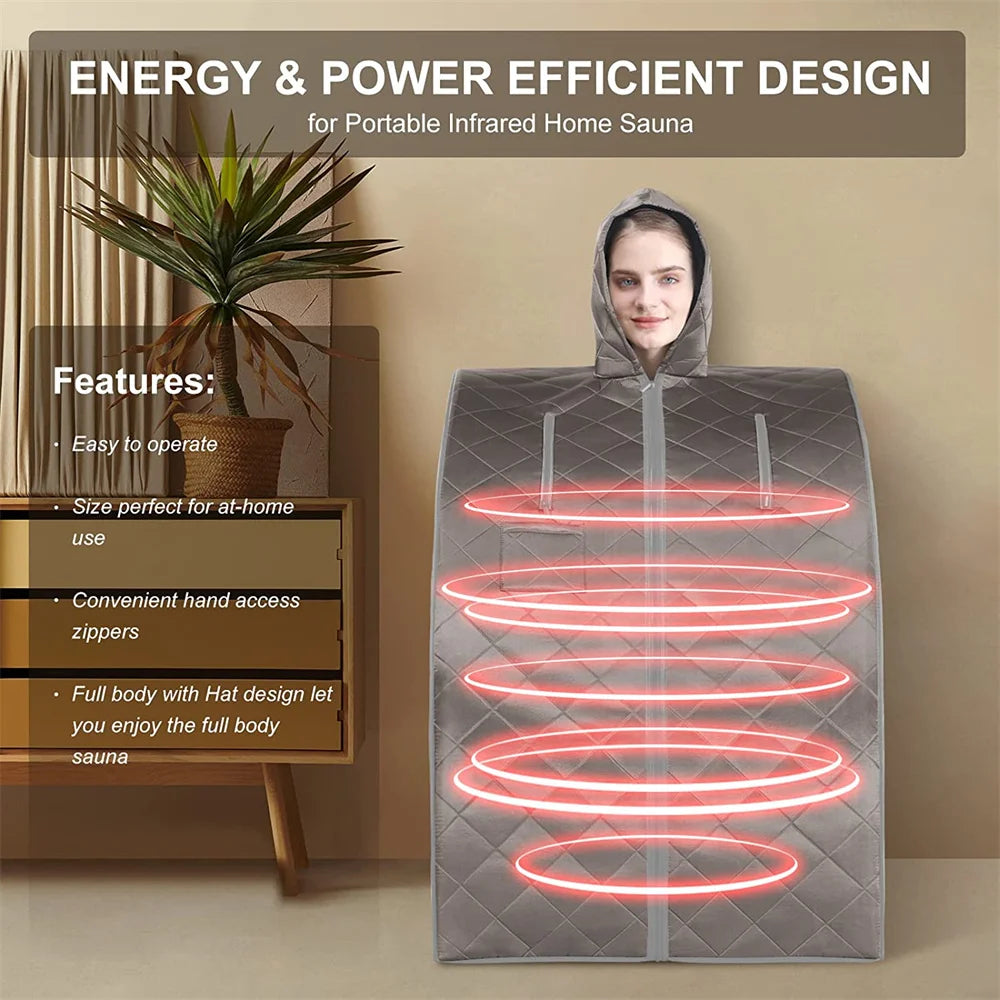 Personal Infrared Sauna for Home, Portable Infra Red Sauna, Spa Tent with Hat Upgraded Chair Heating Foot Pad for Relaxation Detox Home Spa