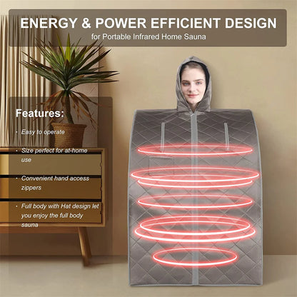 Personal Infrared Sauna for Home, Portable Infra Red Sauna, Spa Tent with Hat Upgraded Chair Heating Foot Pad for Relaxation Detox Home Spa
