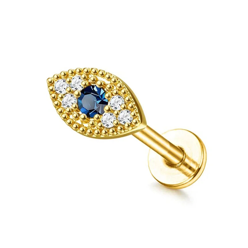 16G Stainless Steel Cartilage Earrings for Women - Flat Back Butterfly Moon Flower Helix & Tragus Piercing Jewelry