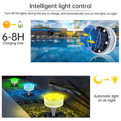 Solar Submersible LED Pool Lights, Color Changing RGB Lamps, Underwater Above ground Side